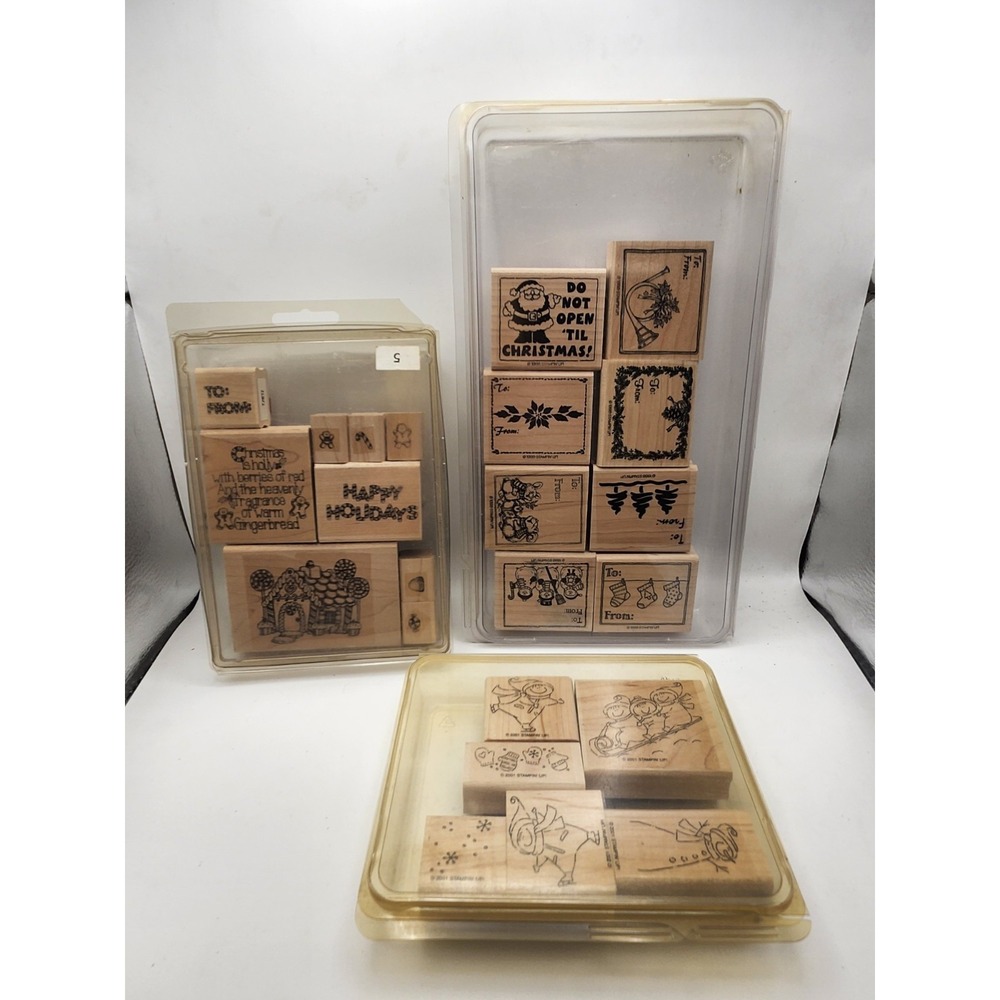 Stampin' Up! Rubber Stamps 90s/ 2001 CHRISTMAS FOLK ART SANTA Holiday Lot
